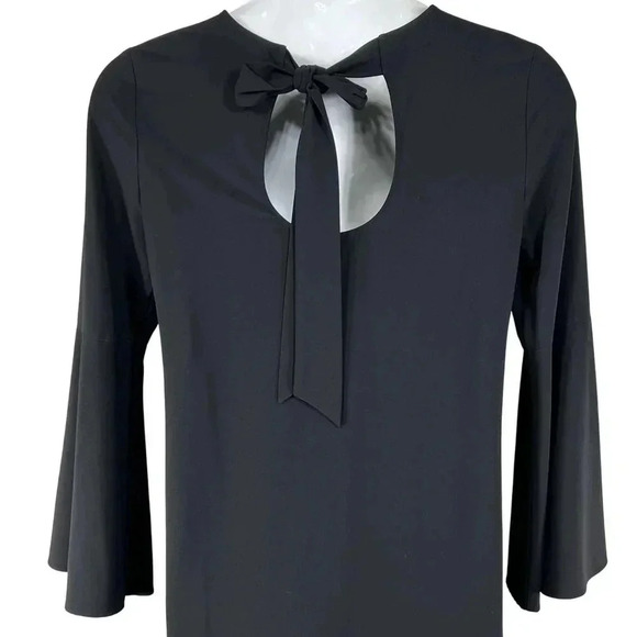 Halogen Womens M Bell Sleeve Black Dress Bow Back Minimalist Fairy & Whimsigoth - Picture 7 of 15